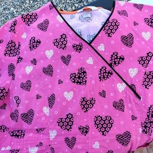 Pink Scrub Top w/Hearts